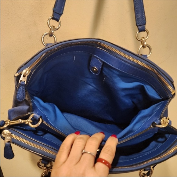 COACH blue leather shoulder bag with long strap - Picture 14 of 16